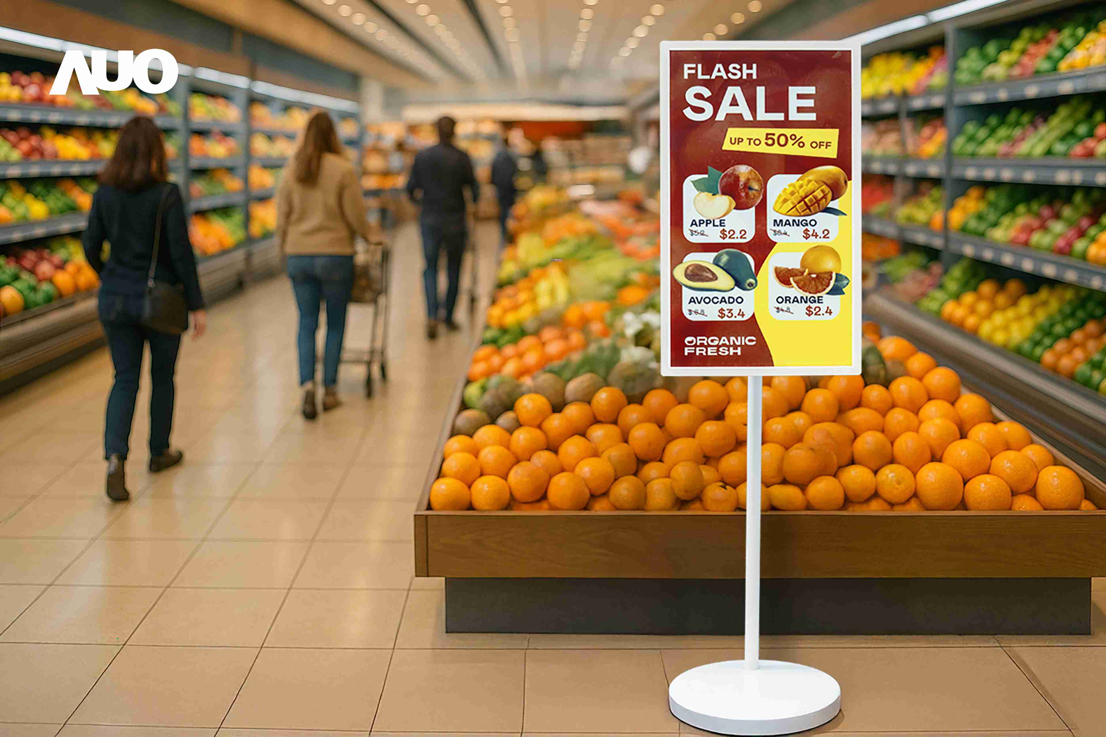 达擎首亮相低功耗、、全彩的〝aecoPost电子纸解决方案〞，，，，仅在更新画面时需要微量的电力驱动，，无需布建电线的便捷设计，，，，使其可灵活应用、、、随意置放，，并可透过云端或行动装置app，，，轻松管理及排程广告内容，，，晋升店头营销利器。。。